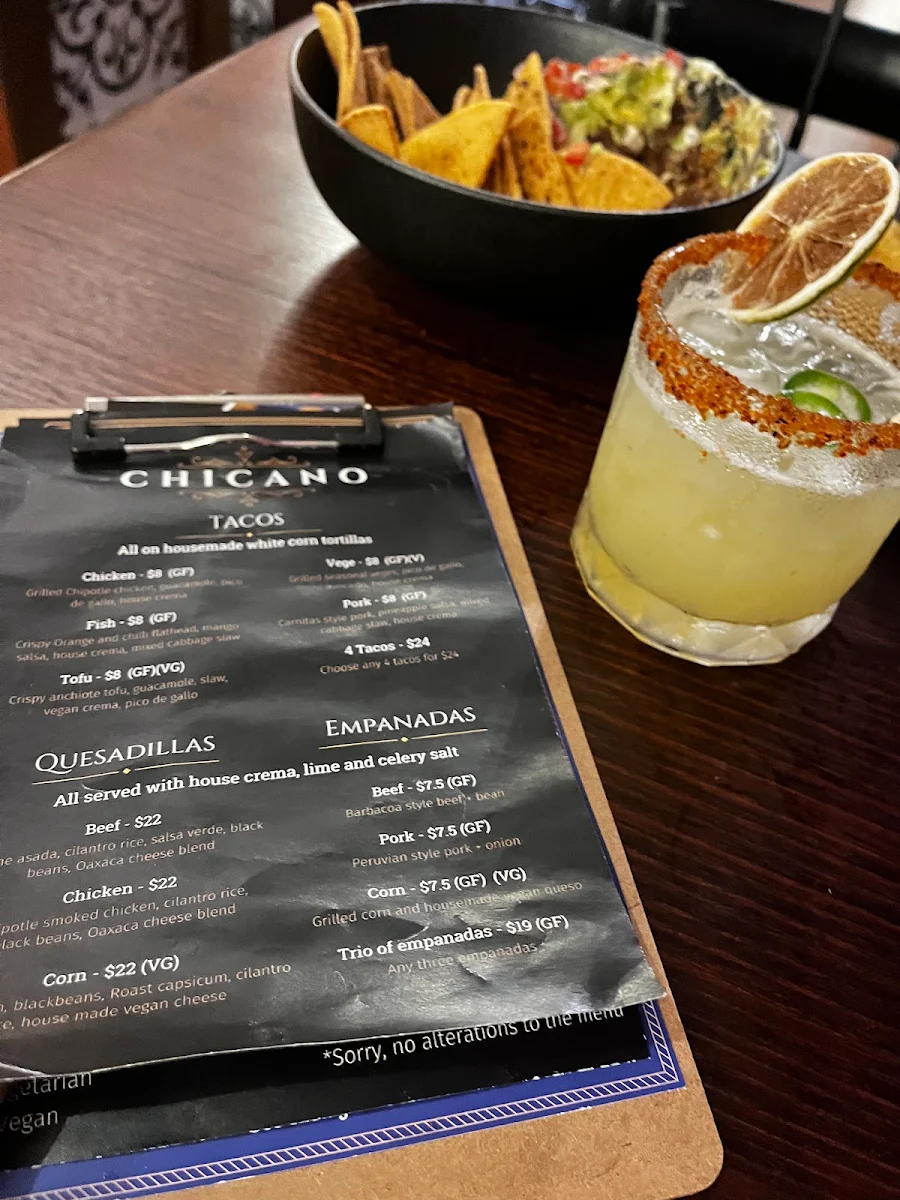 Menu, Chicano Taqueria