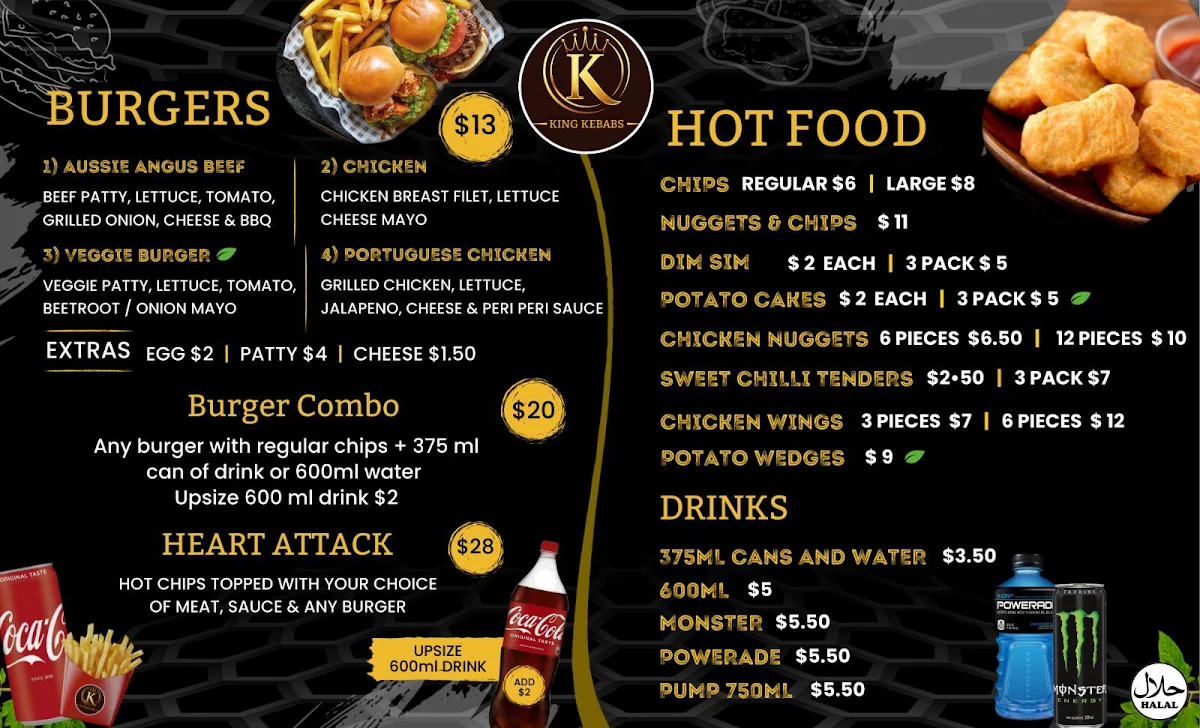 Menu, King Kebabs Wodonga