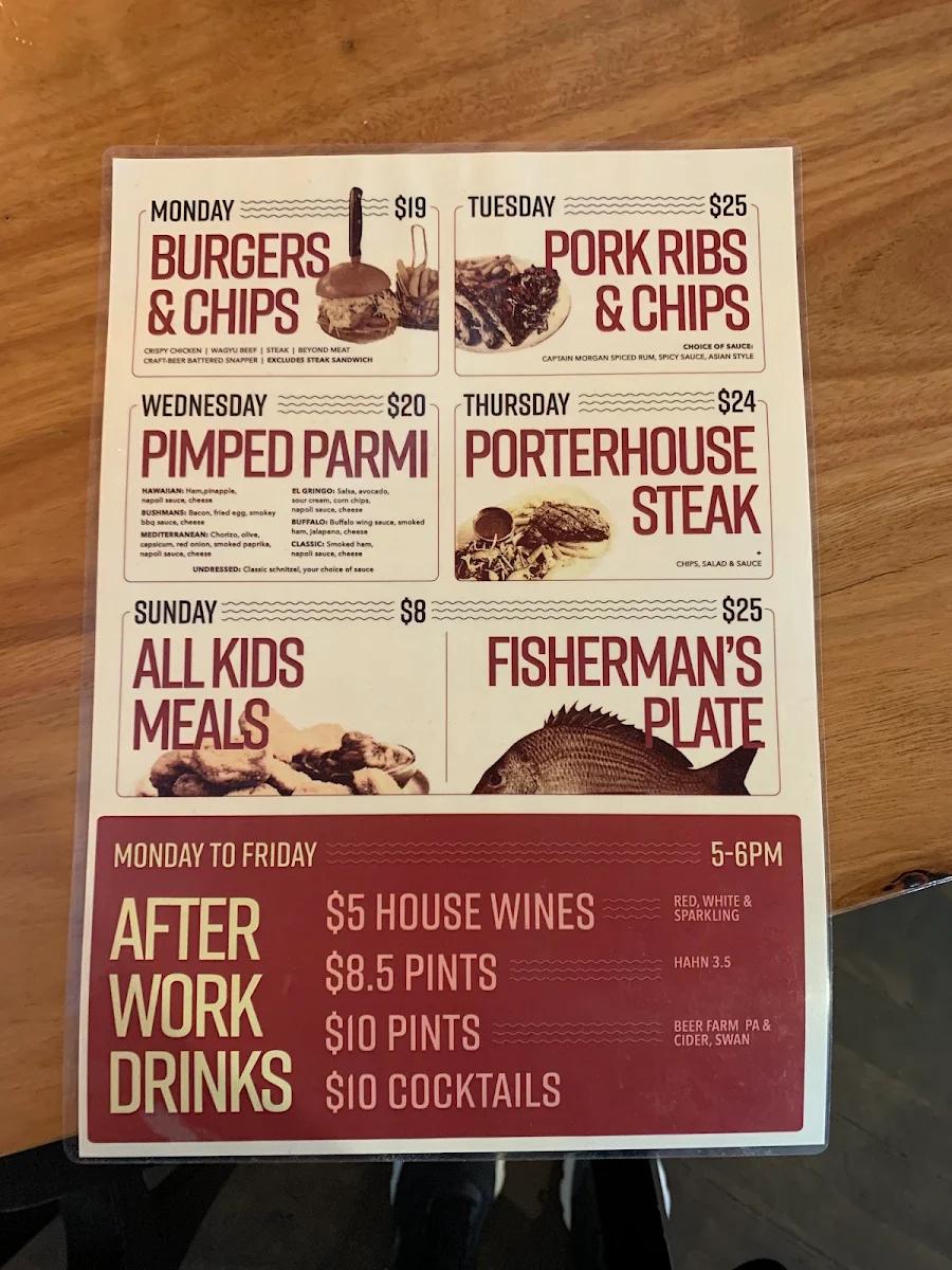 Menu, The Rose Hotel & Motel