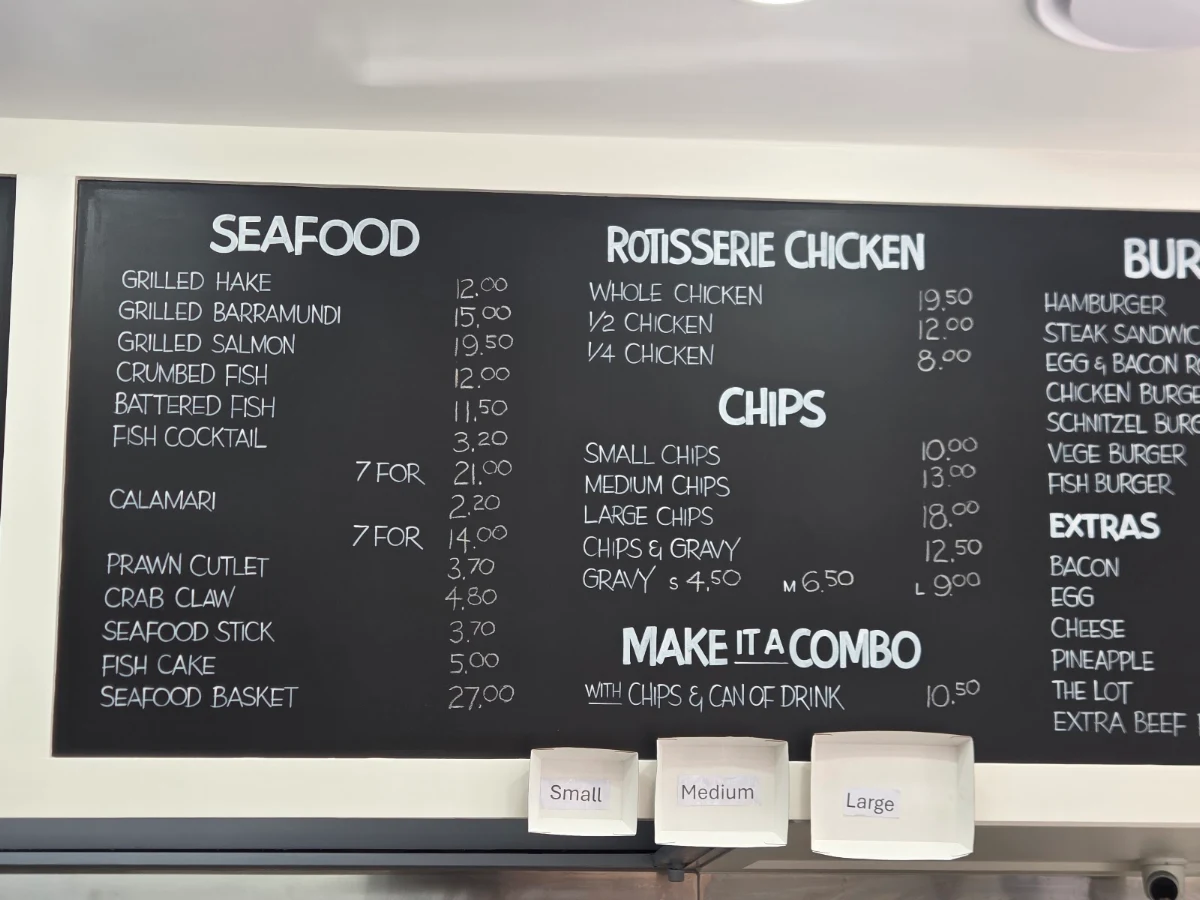 Menu, Carlingford Fish and Chips