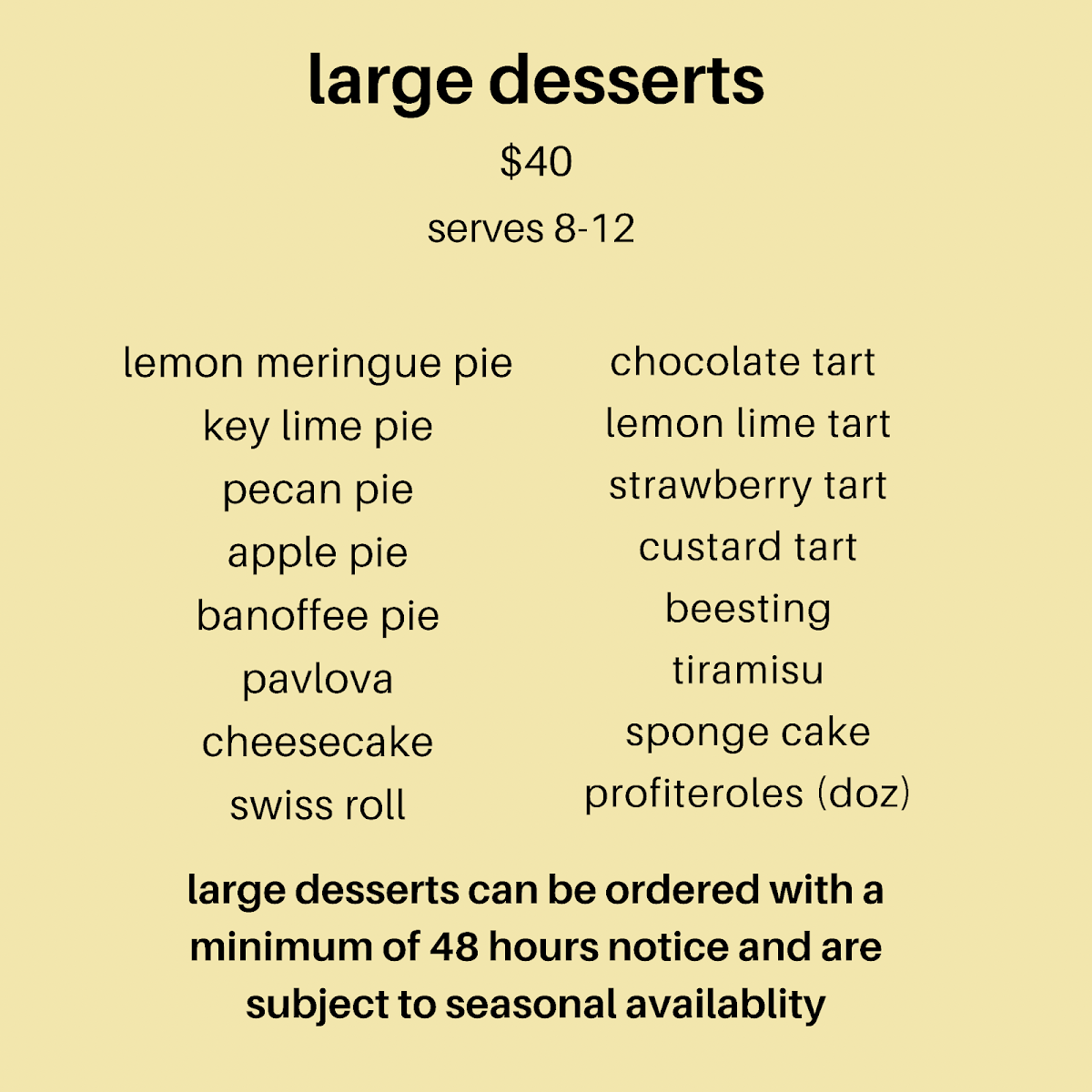 Menu, Batter & Dough