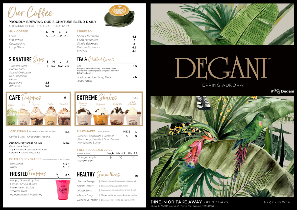 Menu, Degani Aurora Epping