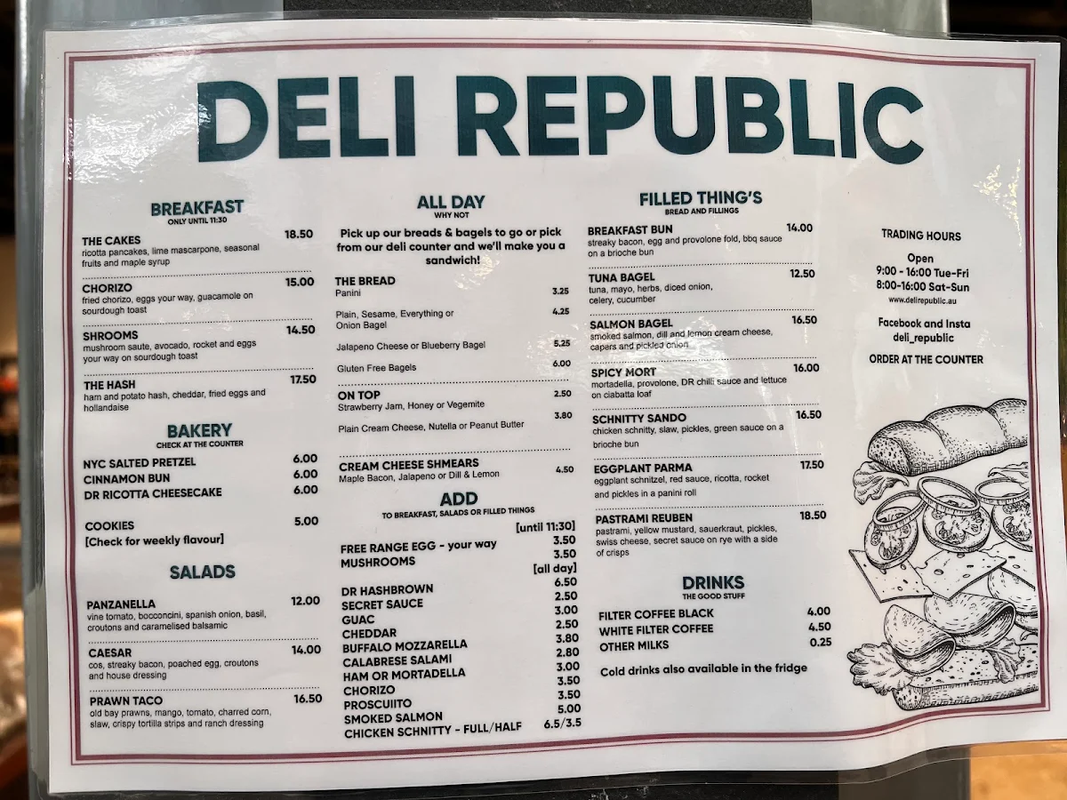Menu, Deli Republic