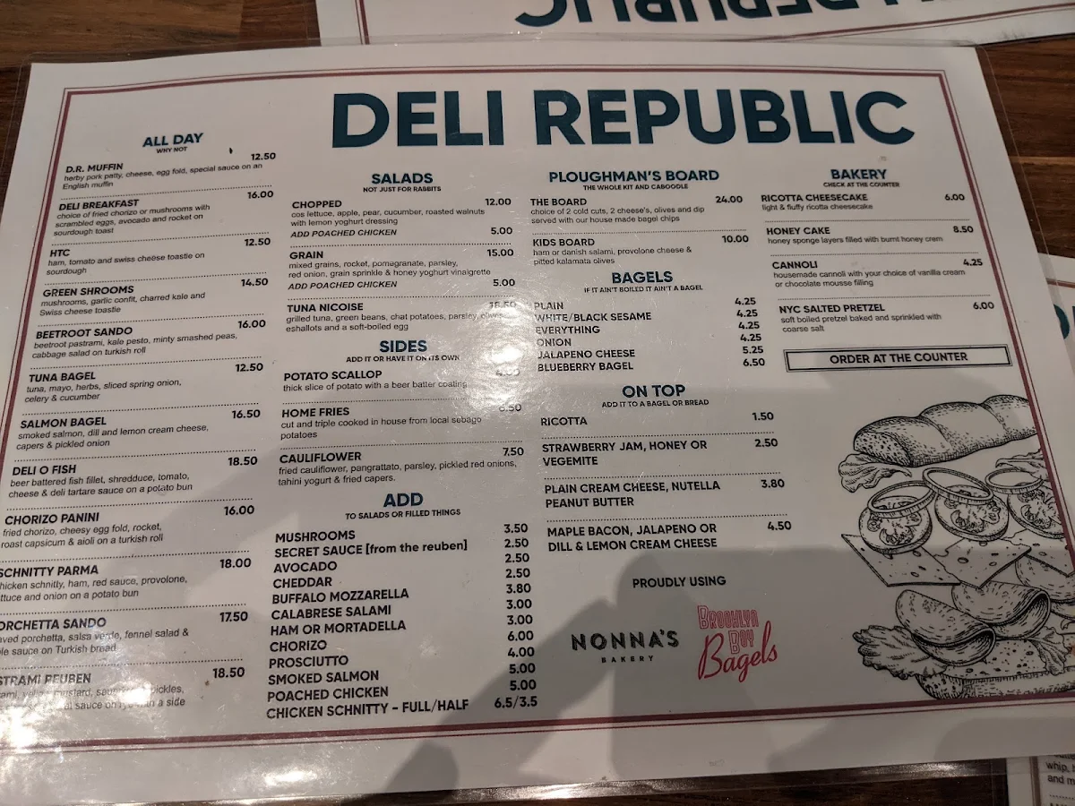 Menu, Deli Republic