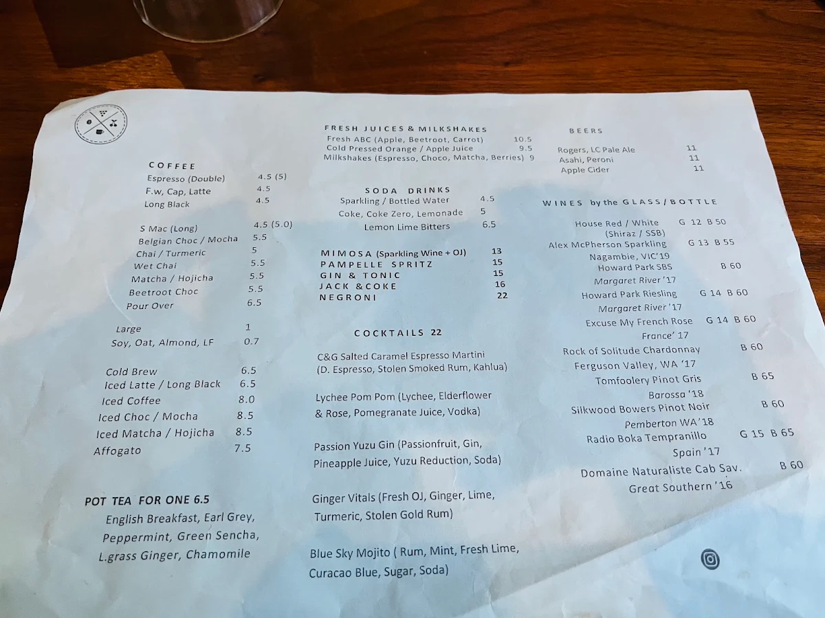 Menu, Cherry and Grapes