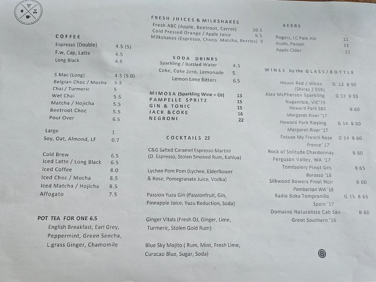 Menu, Cherry and Grapes
