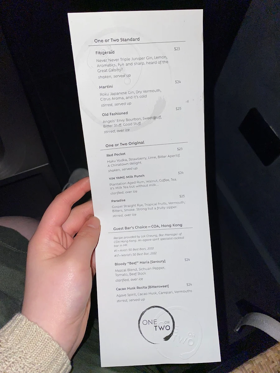 Menu, One or Two