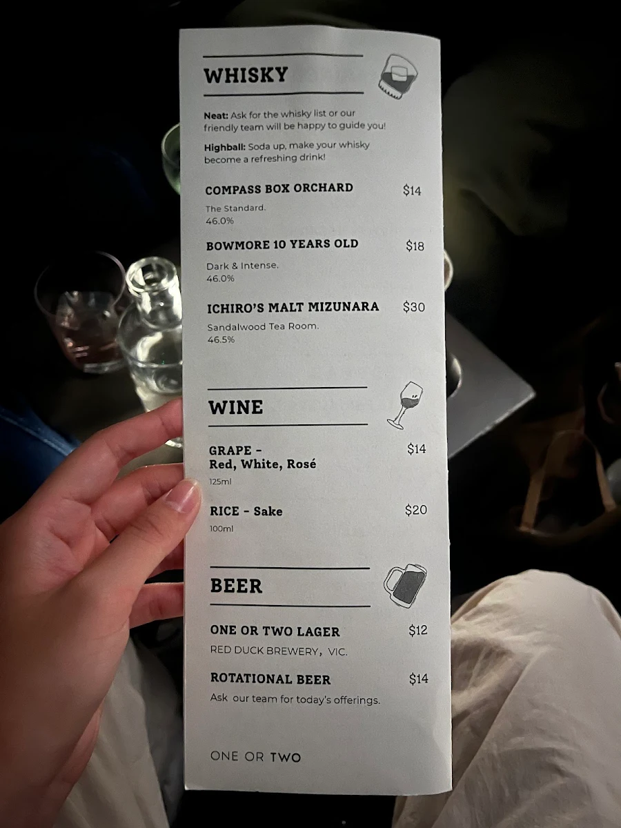Menu, One or Two