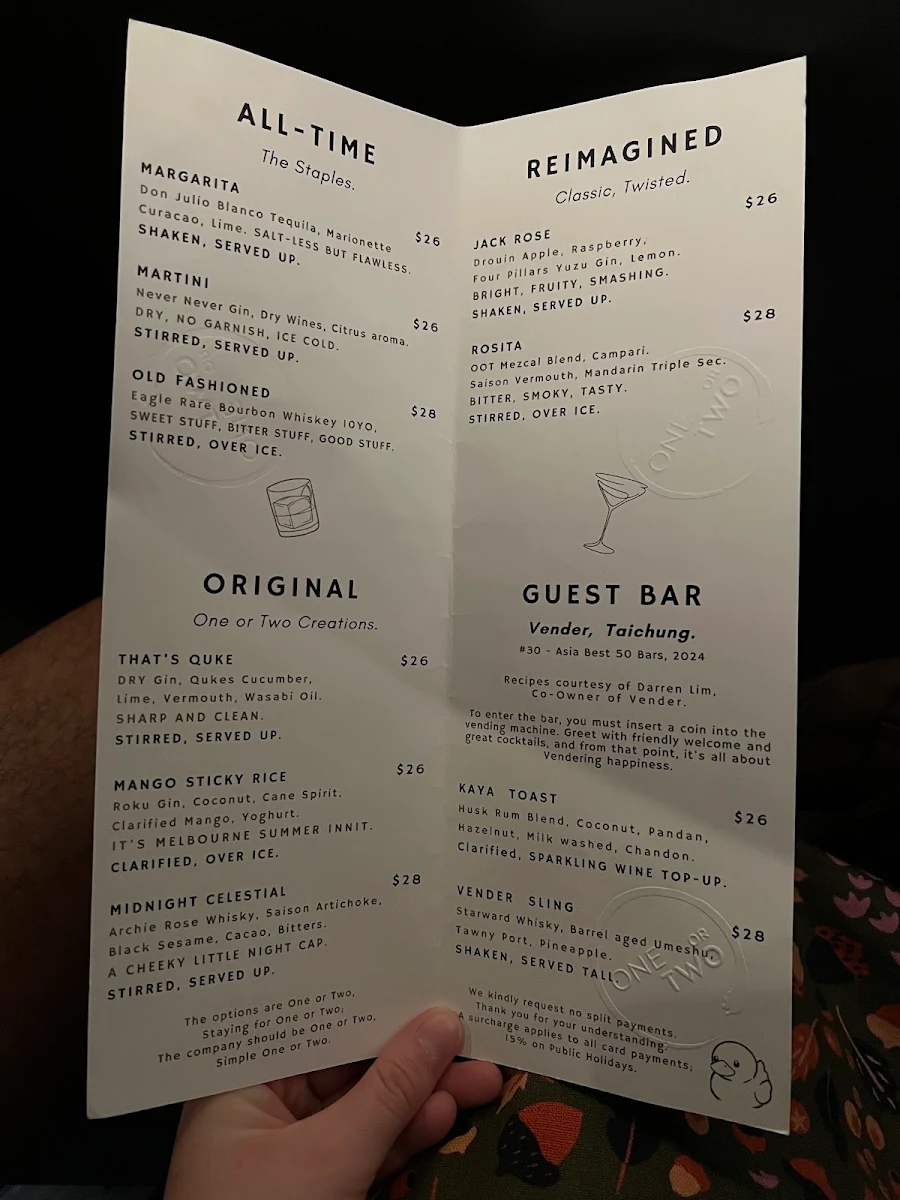 Menu, One or Two