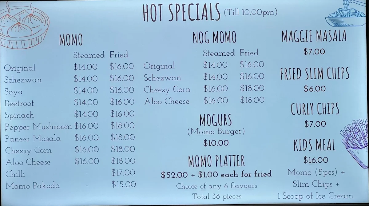 Menu, Icy Spicy Parramatta