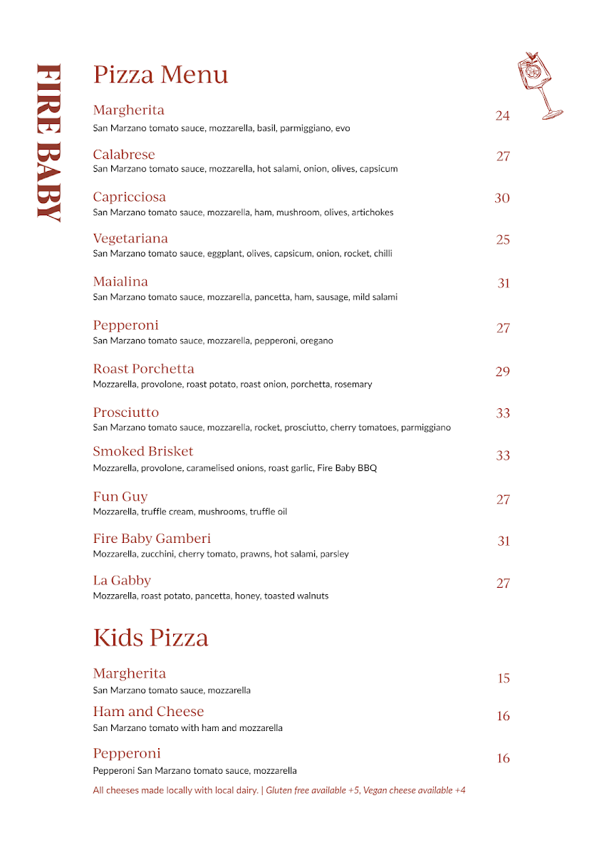 Menu, Fire Baby