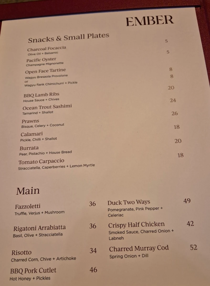 Menu, Fire Baby