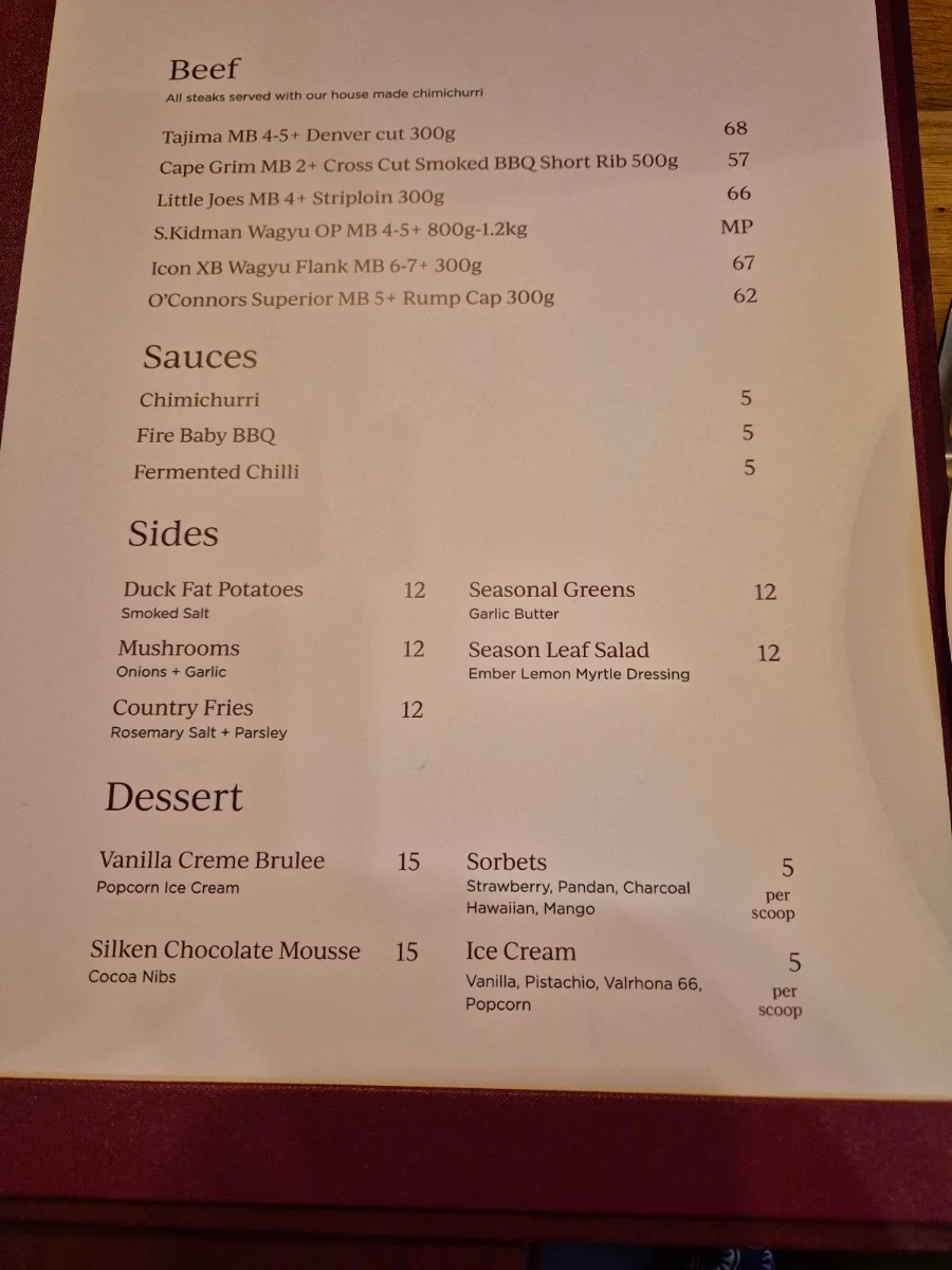 Menu, Fire Baby