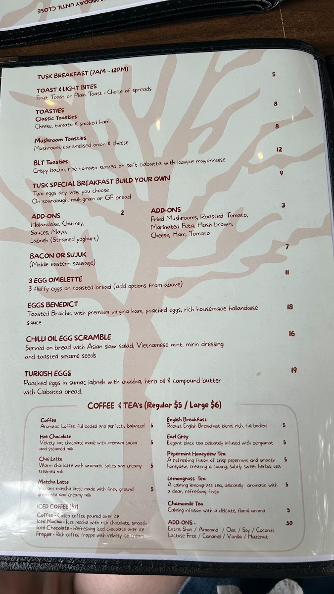 Menu, Tusk On Chapel