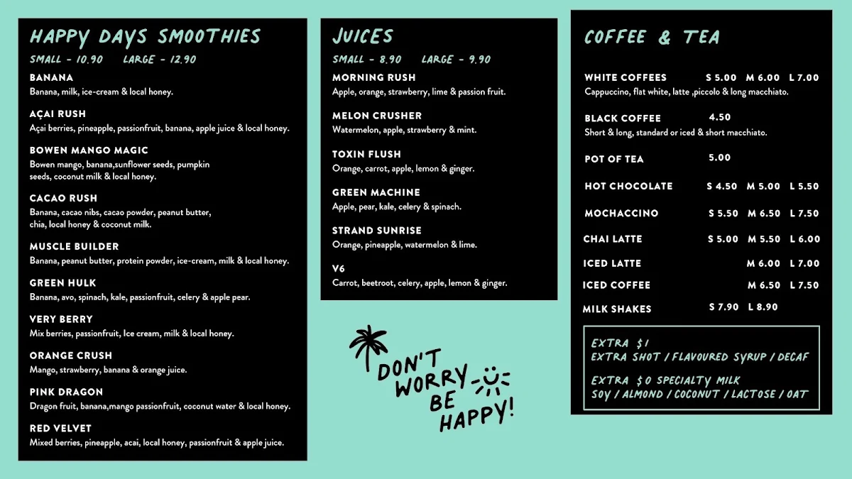 Menu, Happy Place