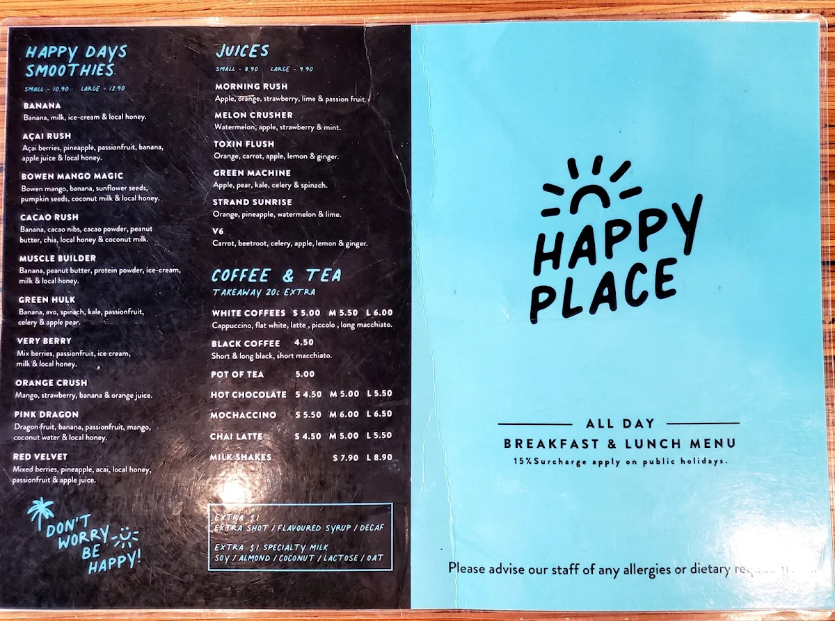 Menu, Happy Place