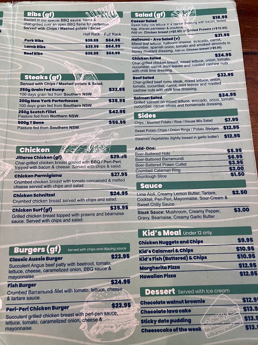 Menu, Fins & Ribs