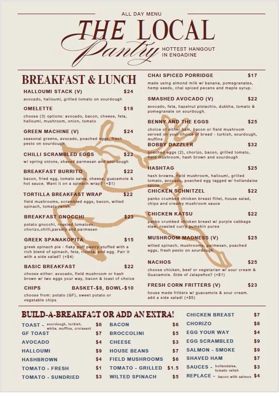 Menu, The Local Pantry