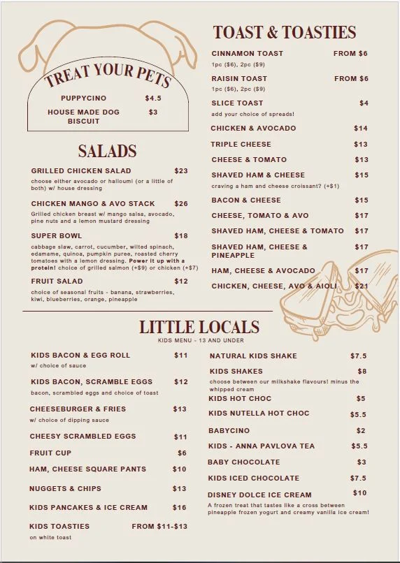 Menu, The Local Pantry