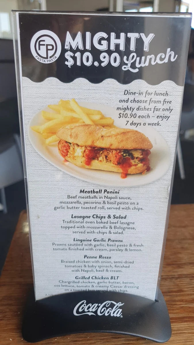 Menu, Fasta Pasta Brighton