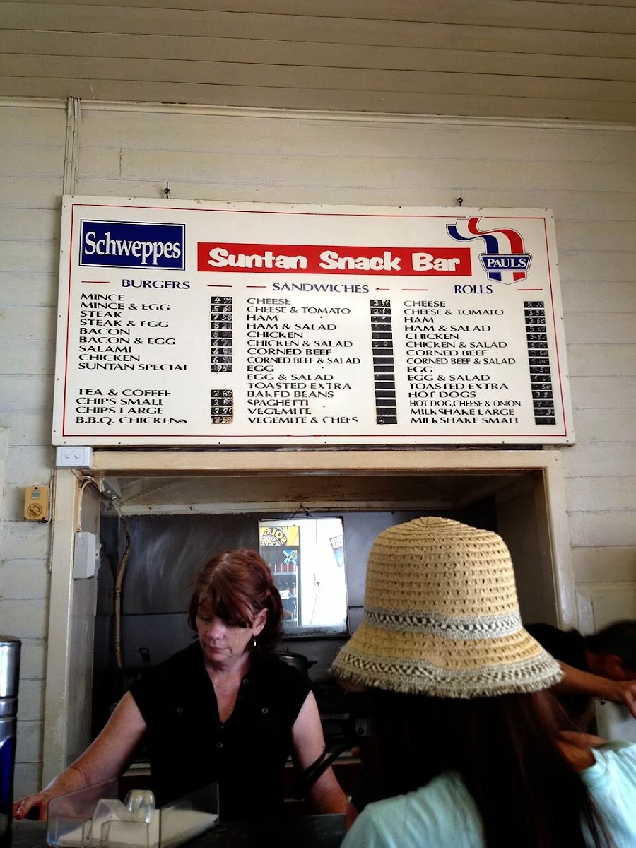 Menu, Suntan Snack Bar