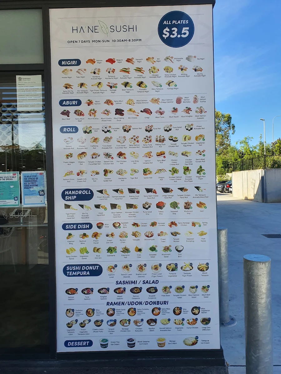 Menu, Hane Sushi