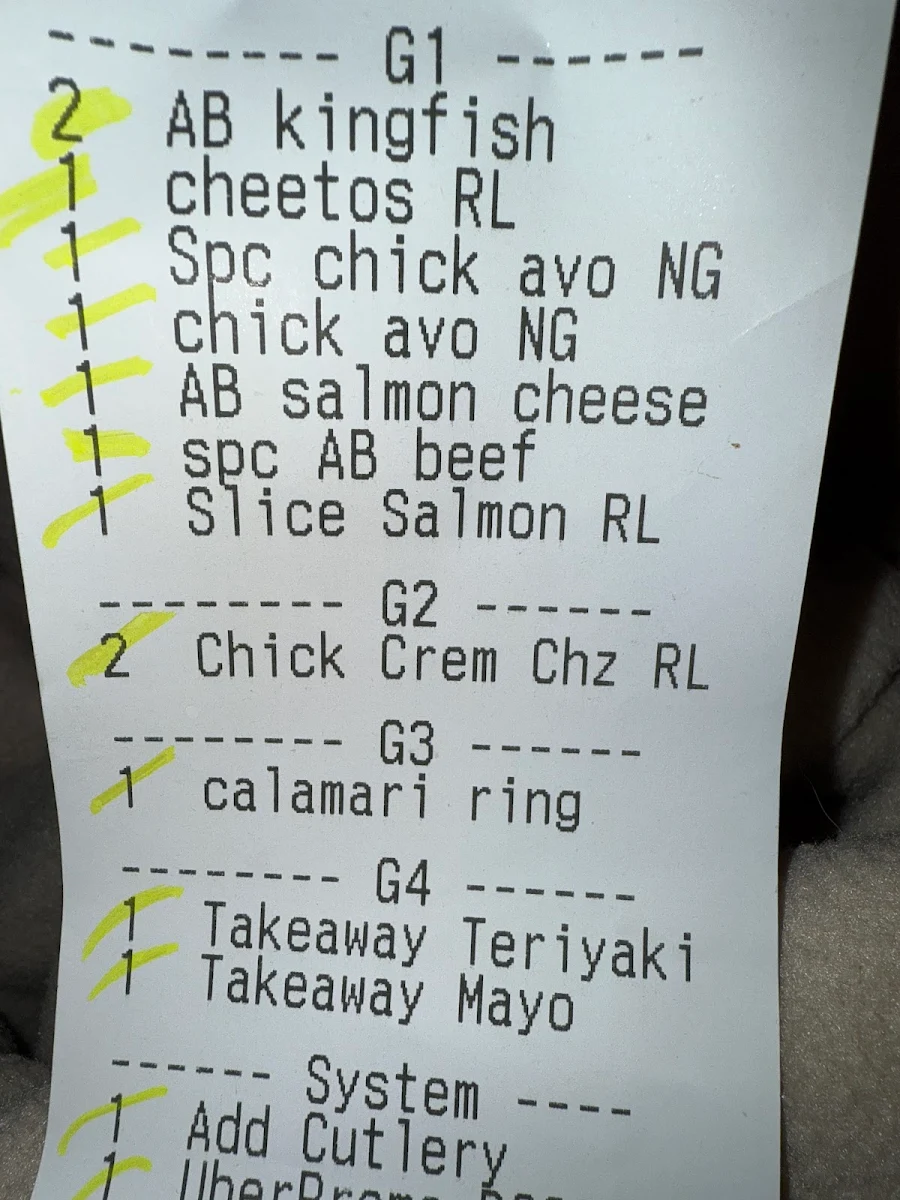 Menu, Hane Sushi
