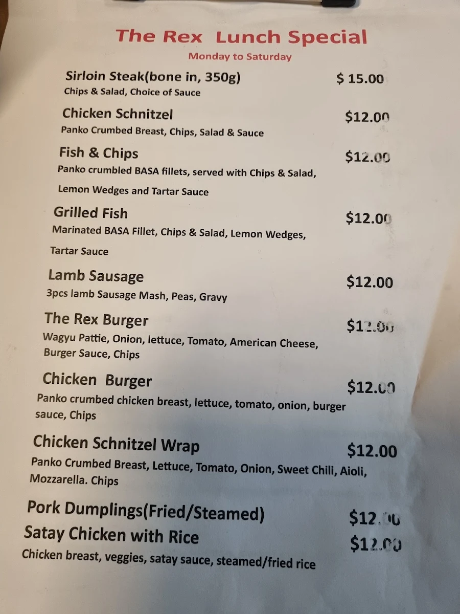 Menu, Royal Exchange Hotel