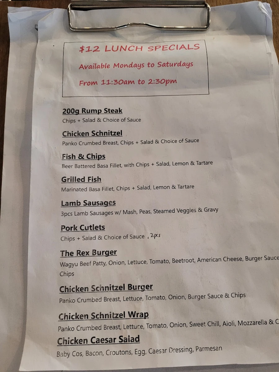Menu, Royal Exchange Hotel