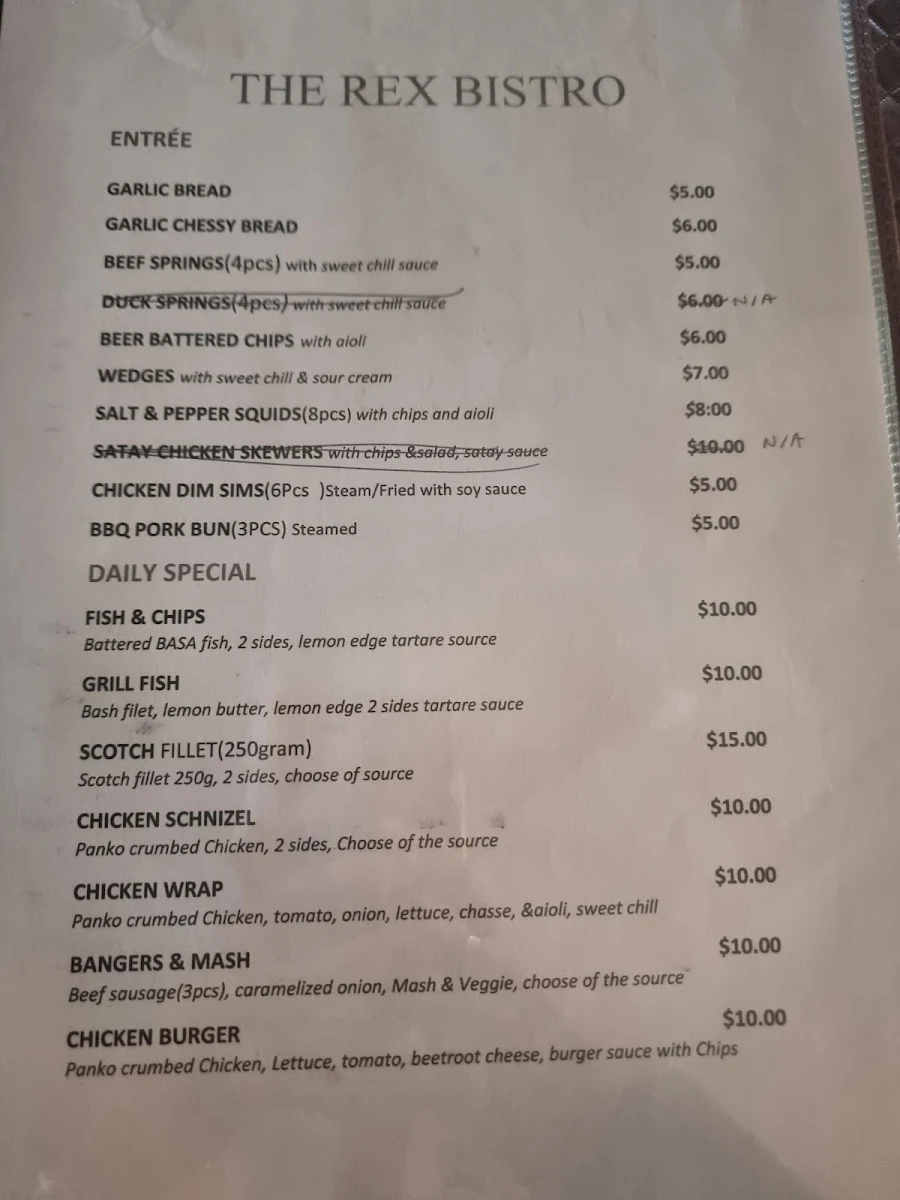 Menu, Royal Exchange Hotel