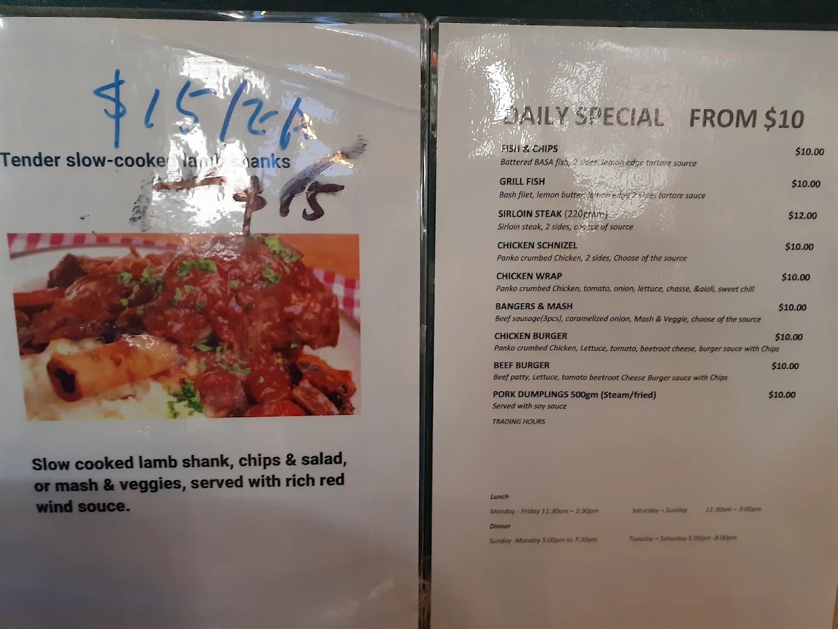Menu, Royal Exchange Hotel