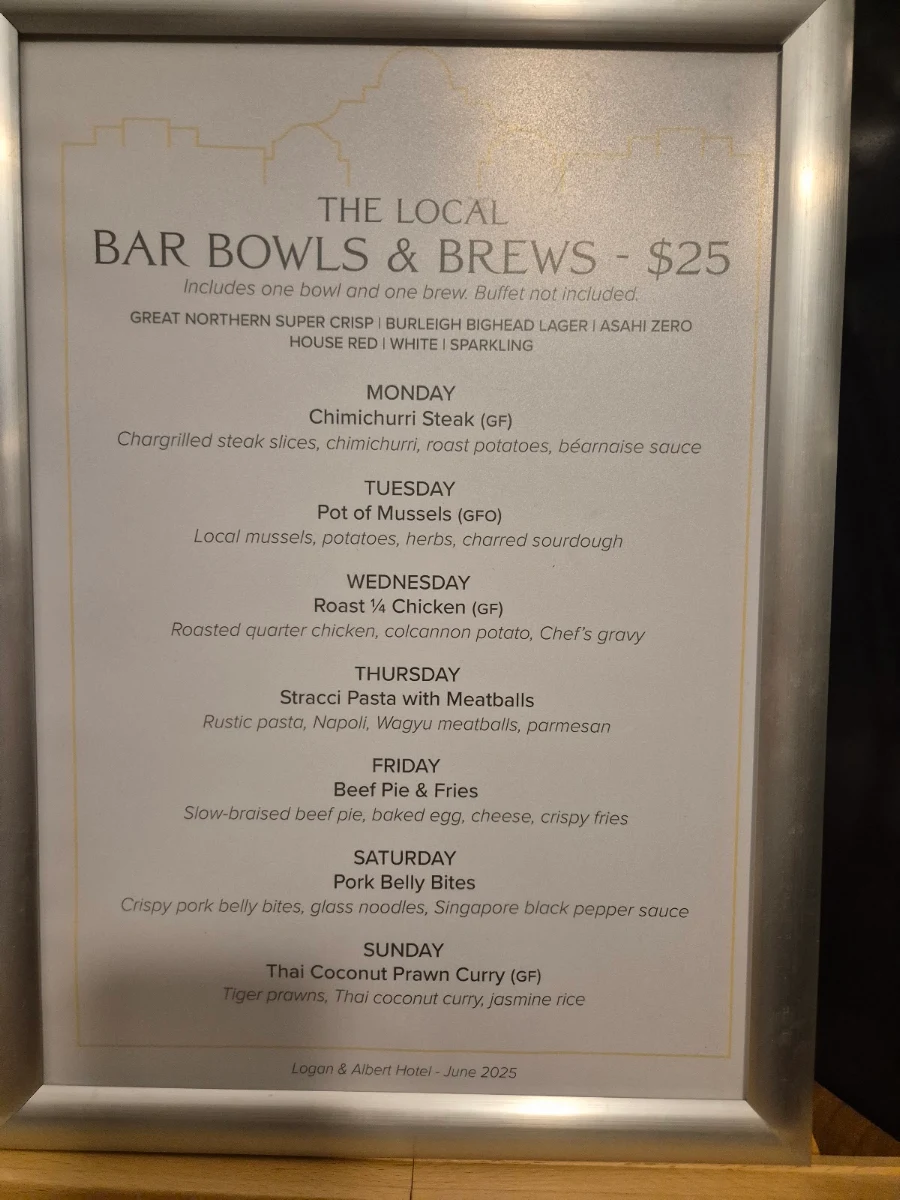 Menu, Logan & Albert Hotel