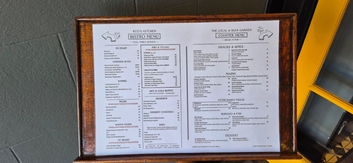 Menu, Logan & Albert Hotel