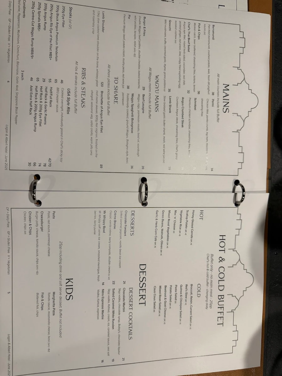 Menu, Logan & Albert Hotel