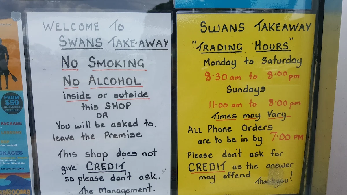 Menu, Swans Take Away