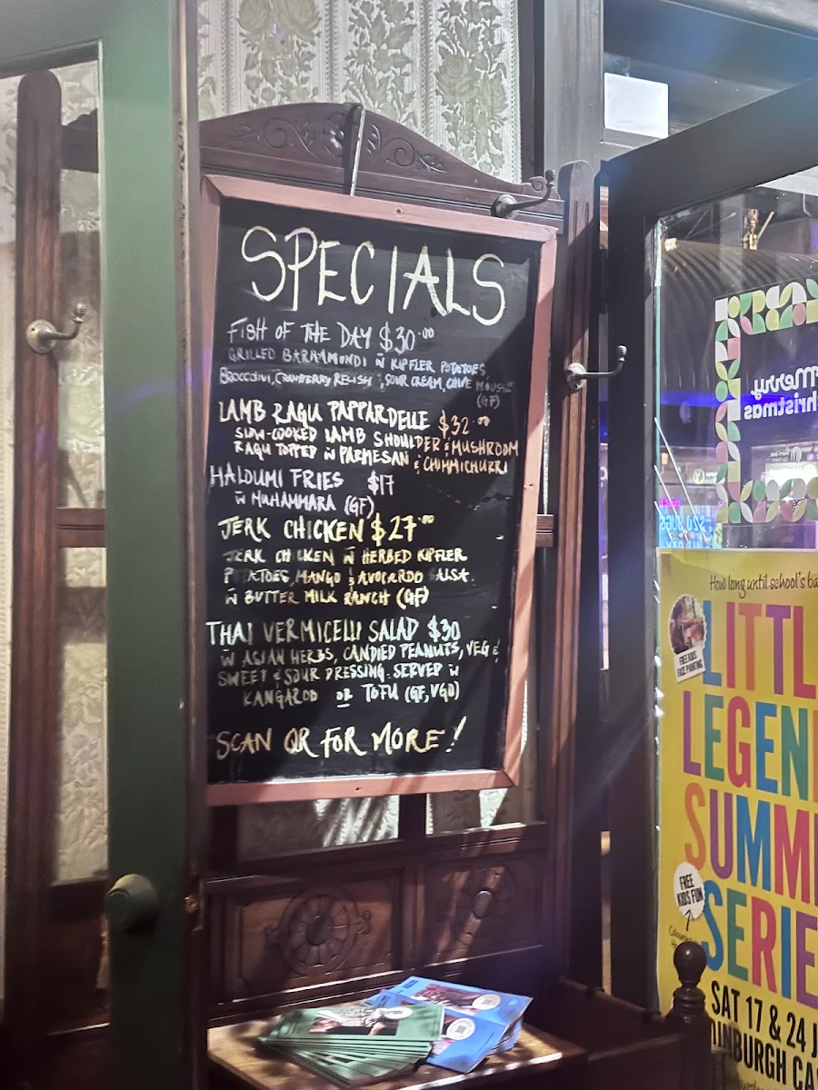 Menu, Edinburgh Castle Hotel