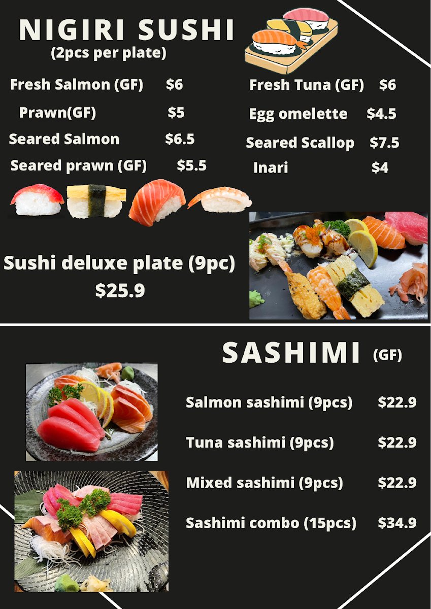 Menu, Ootoya Japanese Sushi Bar