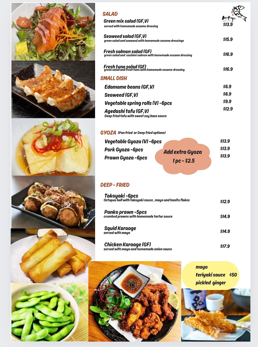 Menu, Ootoya Japanese Sushi Bar