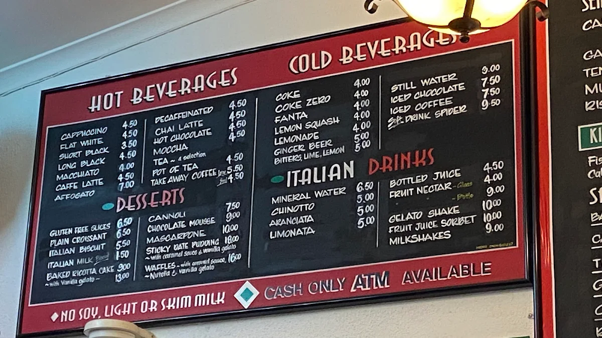 Menu, Bar Italia