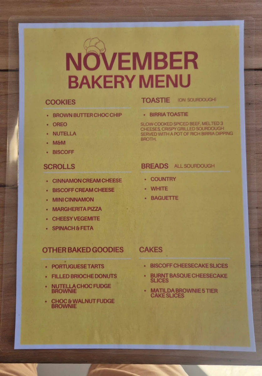 Menu, Delicioso Bake House
