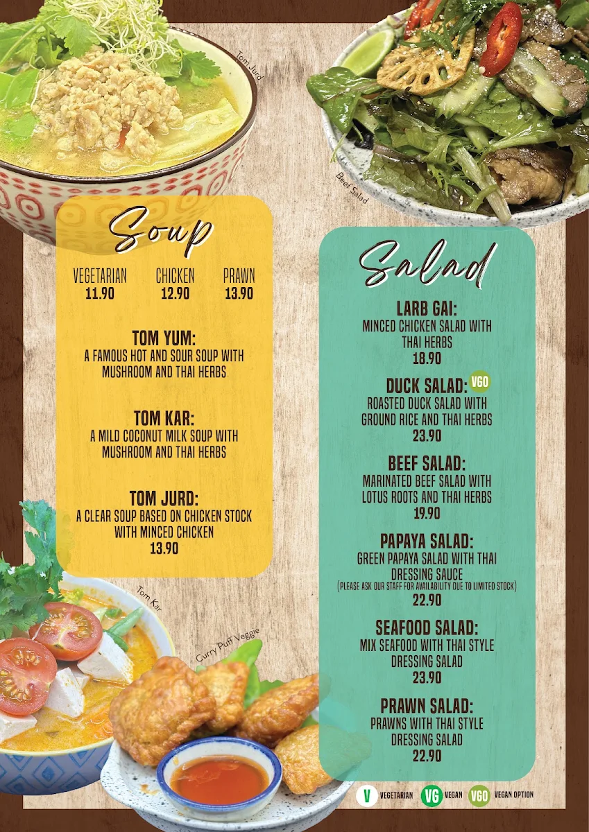 Menu, Siam Taste Thai Restaurant
