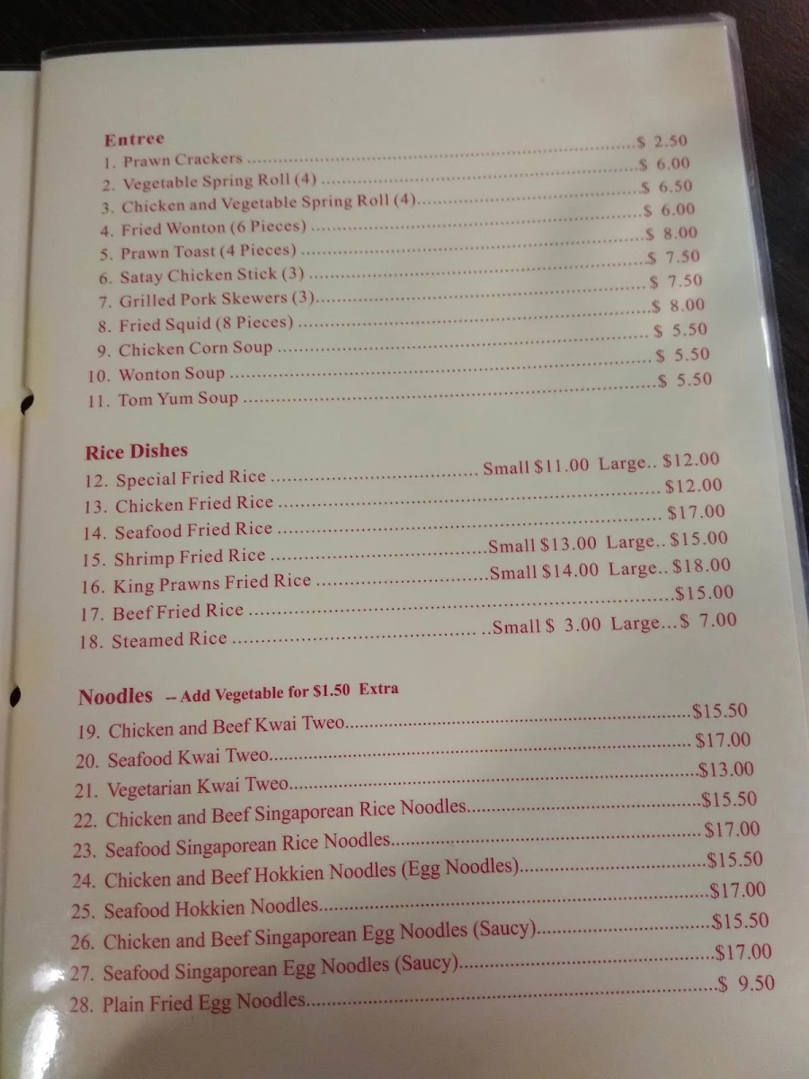Menu, Happy Chinese Restaurant