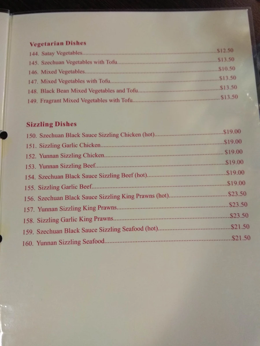 Menu, Happy Chinese Restaurant