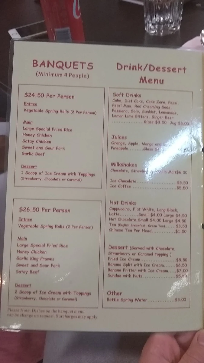 Menu, Happy Chinese Restaurant
