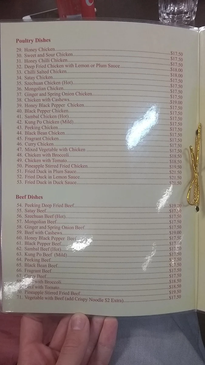 Menu, Happy Chinese Restaurant