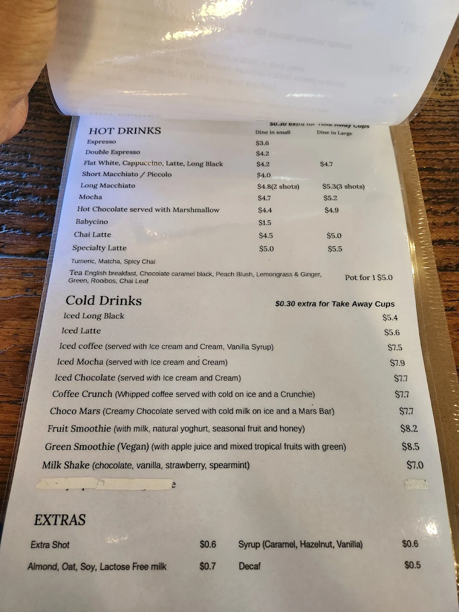 Menu, The Electric Bean Co