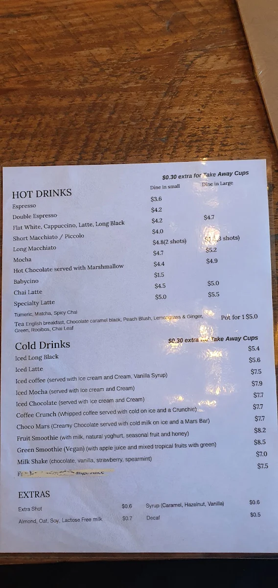 Menu, The Electric Bean Co