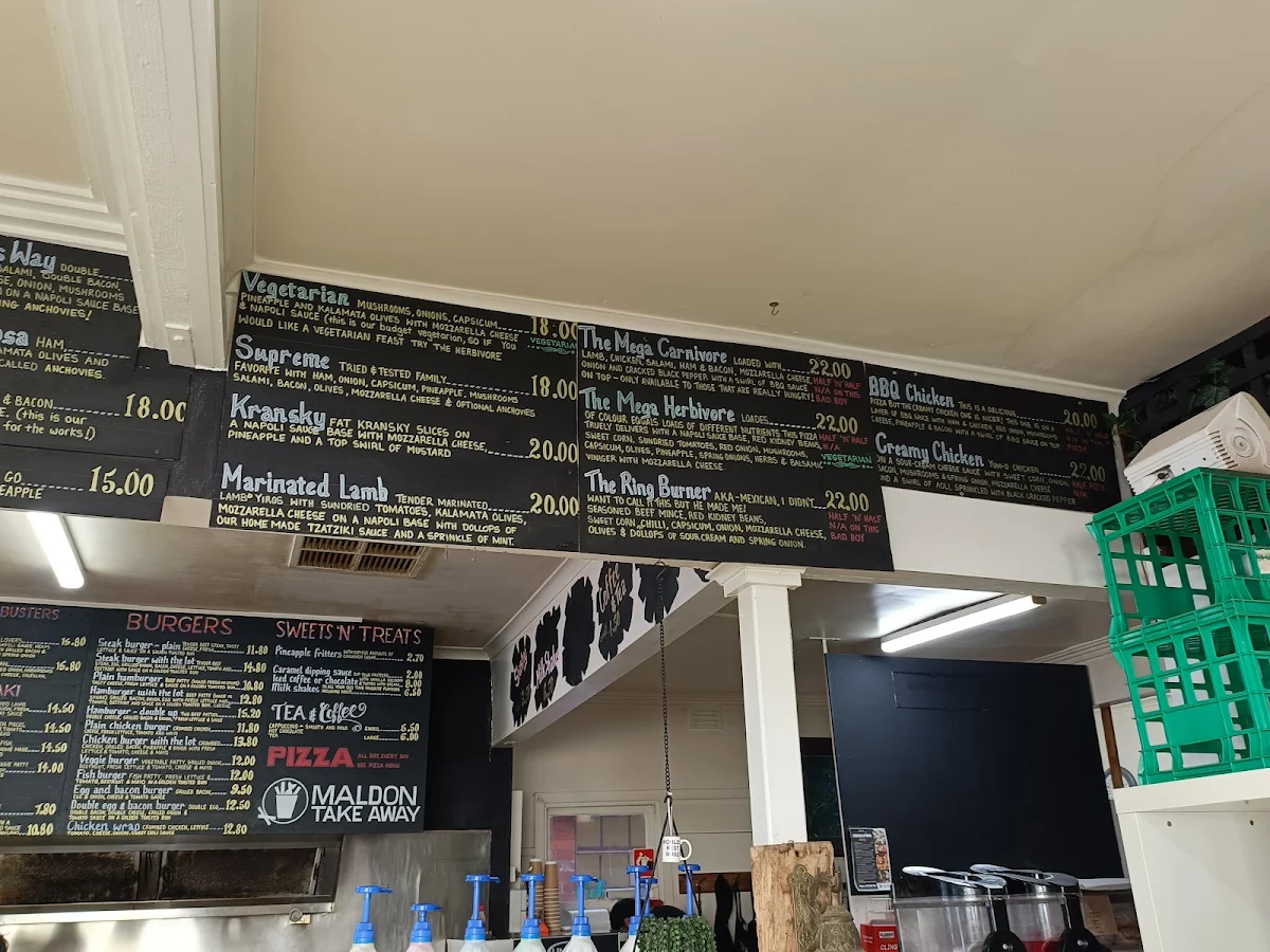 Menu, Maldon Takeaway