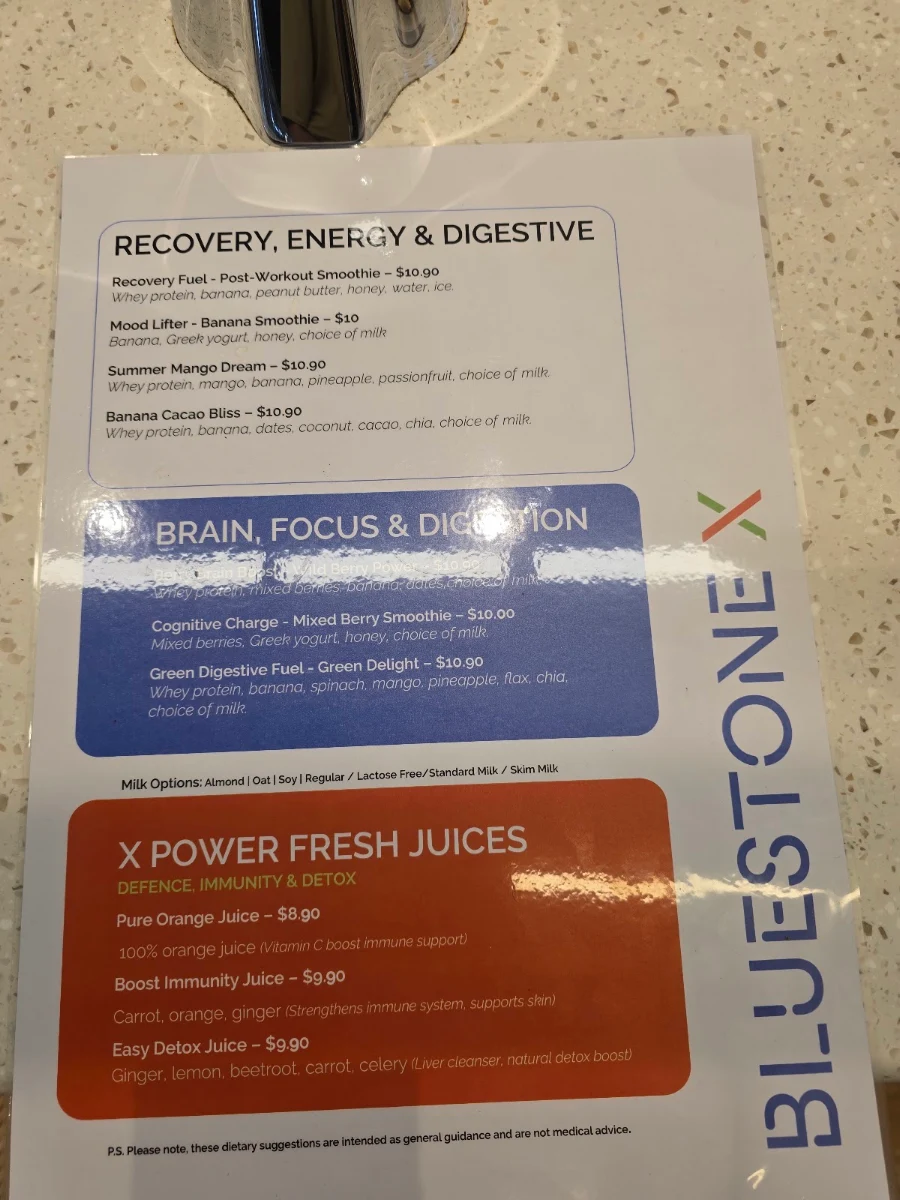 Menu, Bluestone Espresso Bar Macquarie