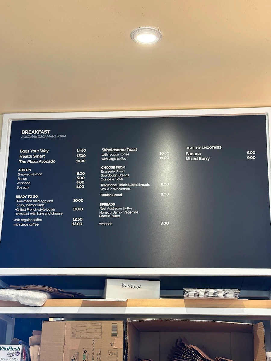 Menu, Bluestone Espresso Bar Macquarie